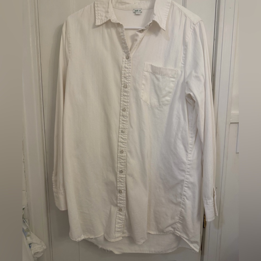 Aerie White Denim Shirt Dress